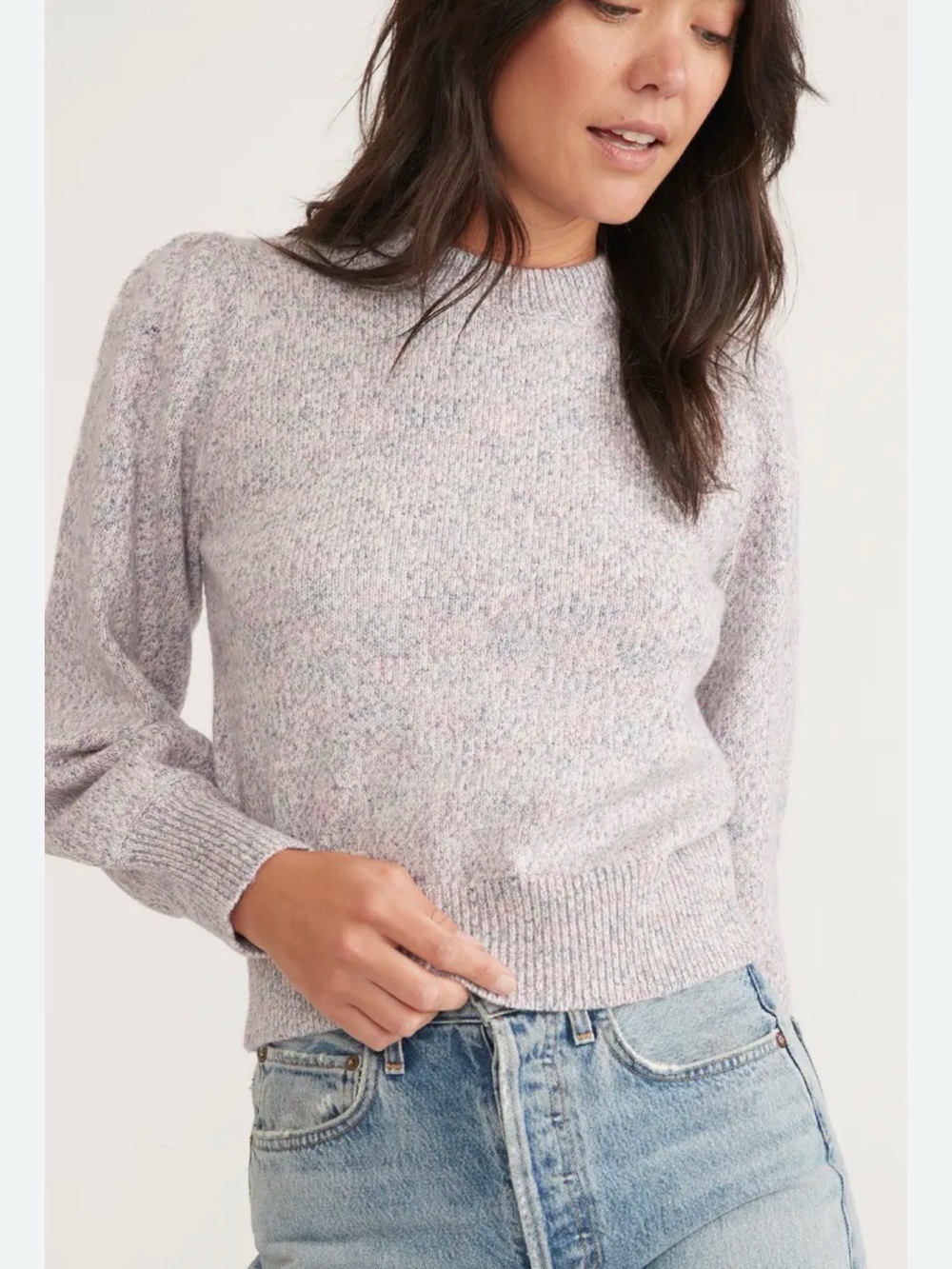 Marine Layer Alma Marled Blouson Sleeve Sweater Size Large